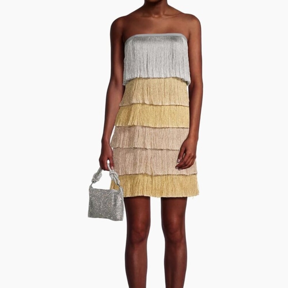 Milly Nuoir Metallic Fringe Mini Dress NWT SIZE 4